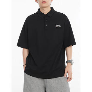 Mingge | 2024 Summer New American Fashion Brand Embroidered Short-sleeved POLO Shirt Men's Loose Casual Lapel Top