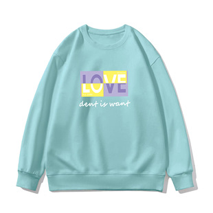 2024 Winter New Super Soft Fleece Sweatshirt Women's Trendy Round Neck Letter Printed Top Casual Warm Women's Cross-border Clothing