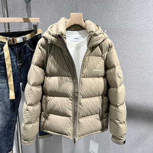 2025 winter new hooded down jacket men's regular zipper pocket youth warm jacket coat tide