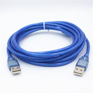 USB 2.0 male-to-male data line 1.5M pure copper usb AM to AM copy line usb2.0 transparent blue