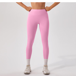 Cross-border Naked High Waist Belly Tucked Yoga Pants Double-sided Soft Waxy Peach Hip-lifting Running Tight Fitness Pants