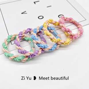 5 pieces of fashion high elastic foundation rubber band women's head is durable and does not hurt the hair rope leather cover ponytail hair rope hair ring