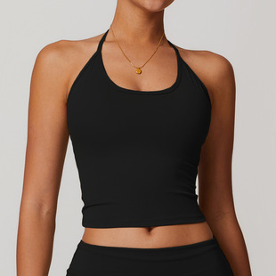 Zechuang Tie Neck Beauty Back Yoga Vest with Chest Pad Casual Tight Sports Quick-drying Fitness Top Women's 8791