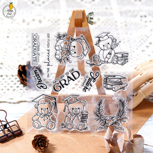 Graduation season bear cutting embossing knife mold transparent silicone seal decoration DIY cut book photo album hand account seal