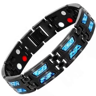 Yuyi new double row magnet bracelet European and American fashion men's carbon fiber sticker bracelet cross-border exclusive