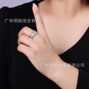Factory direct cross-border 925 silver Amazon supply Mosan diamond 1ct European and American fashion men's ring men's sterling silver ring
