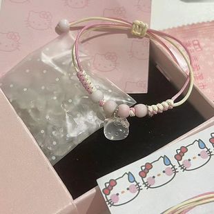 Cute cartoon hellokitty bracelet Hello Kitty shape woven hand rope girl student sweet gift kt cat