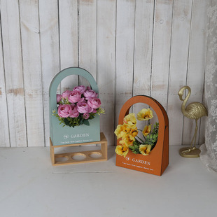 Artificial Flower dried flower wooden basket flowerpot desktop dining table decoration home soft decoration wooden flowerpot manufacturer