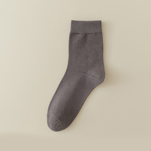 Socks men's sole hot stamping solid color mid-calf socks combed cotton breathable deodorant Black Business All-match casual men's socks