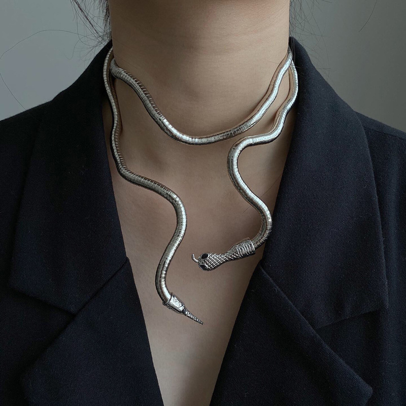 Distinctive Winding Snake Necklace European and American Ins Cold Style Niche Design Sense Hot Girl Dark Collar Female and Male Accessories
