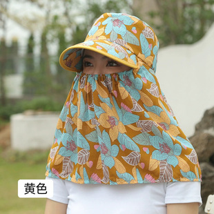 Spring and summer breathable ice silk sunscreen sun hat cycling UV protection sun hat ladies face-covering dry farm work tea-picking hat