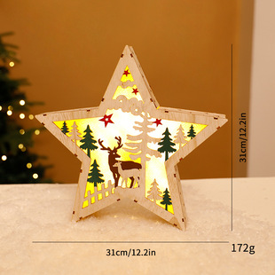 Christmas Decorations Wooden Luminous Pendants Christmas Tree Decoration Pendants Christmas Small Gifts Cross-Border Wholesale