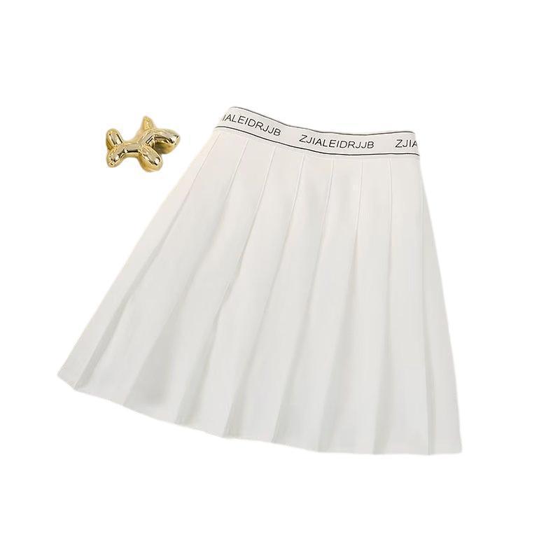 Gray Pleated Skirt for Women Summer 2025 New Elastic Waist A-Line Skirt High Waist Slimming Look Western Style Jk Short Skirt