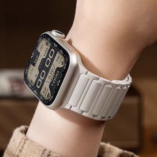 For Apple iwatchs10 Watch Band Silicone Magnetic Three Bead Loop applewatch8/9 Generation Watch Band