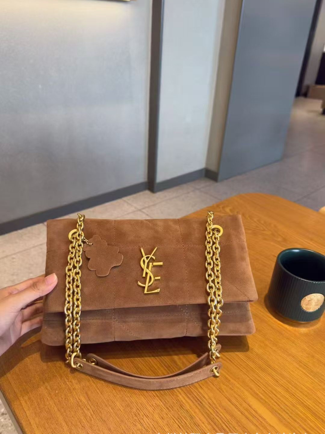 Maillard suede quilted chain bag, vintage frosted flap shoulder bag, autumn and winter light luxury women's crossbody bag