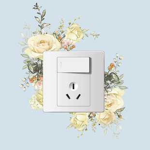 Switch Decorative Sticker Warm Flower Wall Socket Lamp Home Decorations Simple Wallpaper Self-adhesive Wallpaper