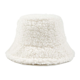 Autumn and winter warm fisherman hat wholesale net red solid color retro bucket hat men and women Korean light plate lamb fleece basin hat