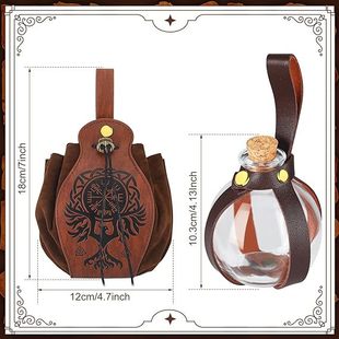 5 pieces medieval belt Renaissance accessories Viking leather belt bag arm guard dagger set Belt Cork medicine