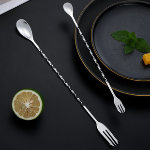 304 stainless steel long handle bar spoon double-headed bar bar spoon creative spiral stirring spoon KTV cocktail spoon stirring rod