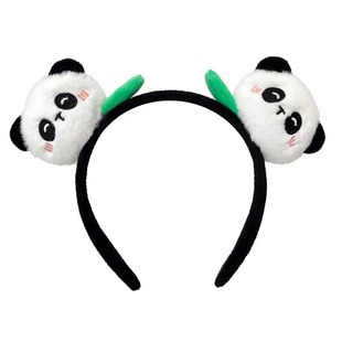 Cute cartoon bamboo leaf panda headband female zoo panda base with plush doll children headband wholesale