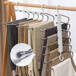 Pants Rack Folding Pants Rack Multi-functional Multi-layer Pants Hanger Household Magic Seamless Pants Clip Wardrobe Storage Pants Hanger
