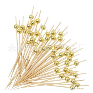 12cm Disposable Gold and Silver Beads Fruit Sign Creative Cocktail Sign Sushi Dessert Party Decoration Bamboo Sticks