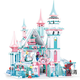 Compatible with Lego Girls Building Blocks Ice and Snow Castle Assembly Toy House Kidsren's Elsa Princess Series Years Old