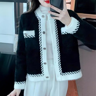 Xiao Xiang Style Contrast Color Cardigan Coat Women's Spring and Autumn 2024 Summer New High-end Sense Celebrity Elegant Outer Top