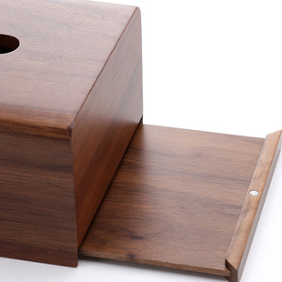 Factory spot solid wood paper box new Chinese black walnut paper box office desktop dining table paper box