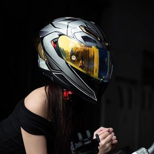 Helmet Men's Motorcycle 3C Certification Full Helmet Women's Winter Double Lens Bluetooth Motorcycle Riding Safety Helmet for All Seasons