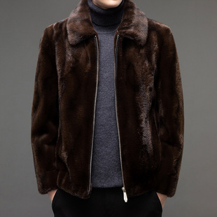 Winter New Men's Coat Lapel Haining Fur Thickened Warm Fur Casual Men's Coat Jacket