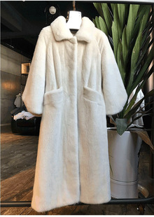 Korean style fur coat women's imitation mink coat velvet loose-fitting plus size chubby girl 100.00kg long cross-border