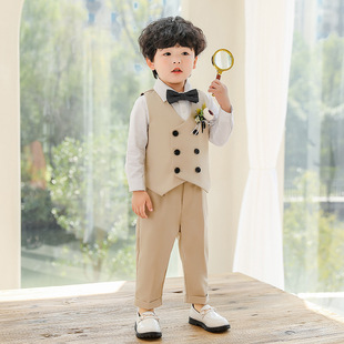 Cross-border Children's Suit Vest suit Autumn and Winter Big Children's Piano Performance Dress Baby's Birthday Suit