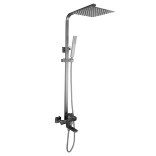 Guangdong cross-border 304 stainless steel gun gray square shower shower wholesale wire drawing gold square shower set