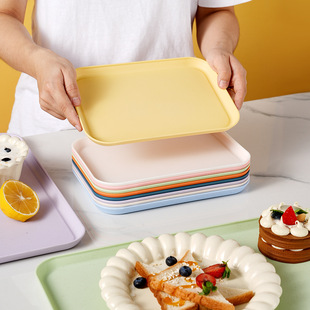 Creative Wheat Tray Plastic Imitation Wood Grain Plate Rectangular Tea Plate Dinner Plate Home Restaurant Diff Plate Spit Bone Plate