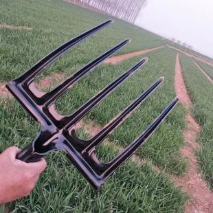 Manganese steel thickened new agricultural four-tooth five-tooth six-tooth ground-turning steel fork turning soil digging onion digging ginger digging garlic one easy constant
