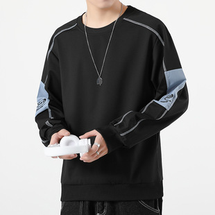 Winter new long-sleeved T-shirt men's fleece-lined thickened sweater men's loose bottoming shirt inner youth top T-shirt
