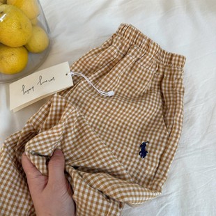 Children's Anti-mosquito Pants 2025 Summer Japanese Pony Standard Plaid Casual Trousers for Boys and Babies Trendy Ankle Pants