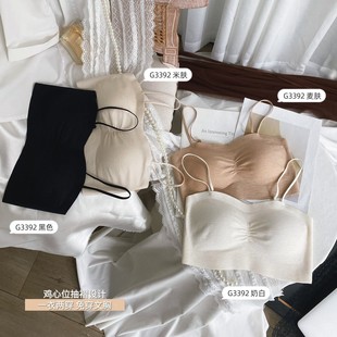 Ancient Princess 3392 Bark Pleated One-character Collar Beautiful Back Underwear Women's Fixed Cup Anti-running Light Tube-shaped Breast Traceless Inner Tide