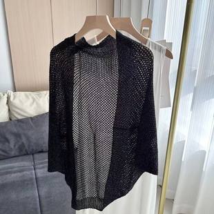 2023 New Women's Cardigan Hollow Sunscreen Outer Wear Thin Fashionable Elegant Cloak Sunshade Air-conditioned Room Shawl