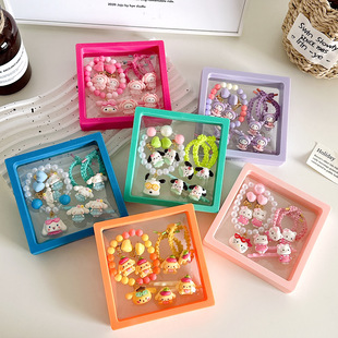 New Children's Bracelet Sanrio Kulomi Gift Box suit Princess Ring Girls' Gift Baby Ear Clip Jewelry Box