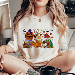 Short Sleeved Printed 90s Popular Women's New Fashion Hallow