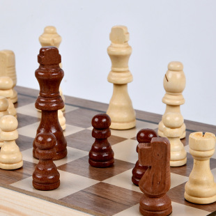 Cross-border Wooden Rounded Two-in-one Folding Chess Quality Magnetic Chess Competitive Educational Toys