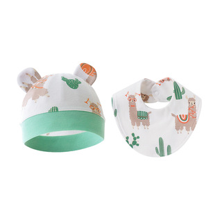 European and American newborn baby bear cap single layer baby cute fetal cap men and women children cotton saliva towel suit foreign trade