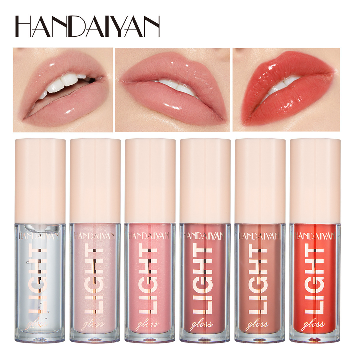 Lip Gloss Cross-Border Lip Color Handaiyan Mirror-Like Water-Gloss Liquid Lacquer Glass 12 Colors Moisturizing Pearlescent Lip Gloss