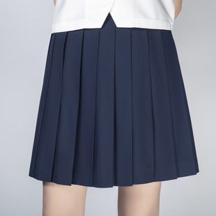 Orthodox jk Solid Color Skirt Basic Pleated Skirt Black Skirt Mid-length Skirt Cyan Color High Waist Skirt Women's School Uniform Skirt