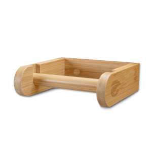 Wooden toilet paper roll holder without drilling, natural bamboo toilet paper roll holder toilet paper rack