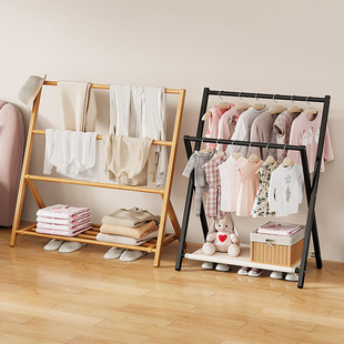 Simple Children's Floor Hanger Baby's Low Folding Coat Rack Floor Bedroom Small Clothes Hanger Hanging Storage