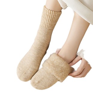 1280 Wool Socks Children's Autumn and Winter fleece-lined Thickened Warm Mid-length Socks Piled Stocking High-length Winter Yuezi Stockings