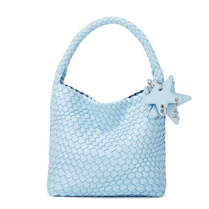 GunGun-style champagne-colored hand-woven tote bag for women, large capacity, high-end style, handbag/shoulder/bucket bag.